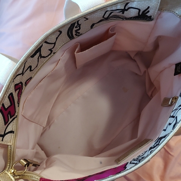 Coach Canvas Floral Crossbody Tote Bag Red and Pink - Picture 6 of 9